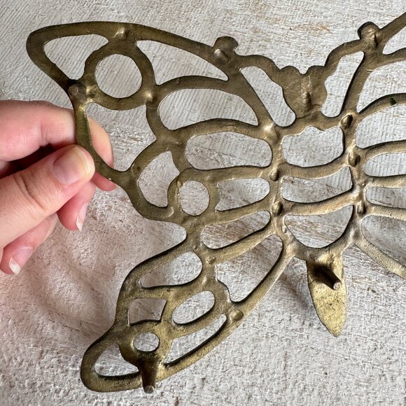 Vintage Brass Butterfly Hot Plate Trivet - Picture 8 of 10